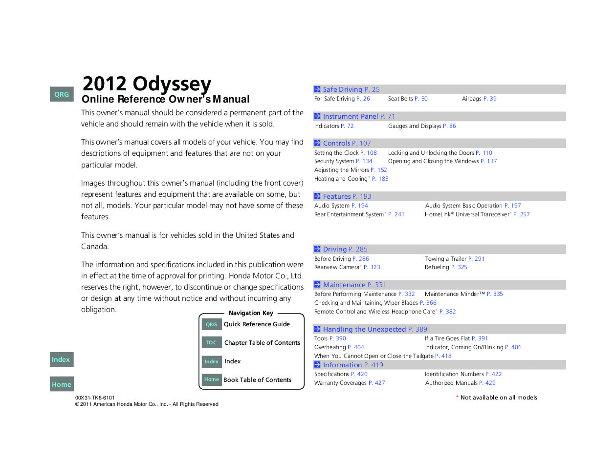 honda odyssey absolute 2004 user manual