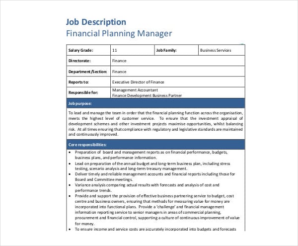 finance and administration manager job description pdf