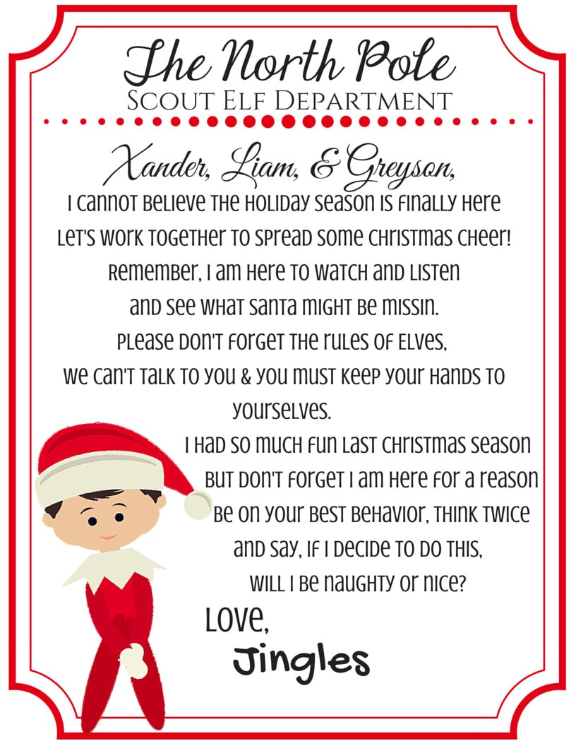 elf on the shelf welcome letter pdf