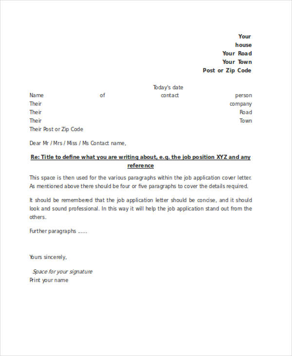 how to write a professional job application letter