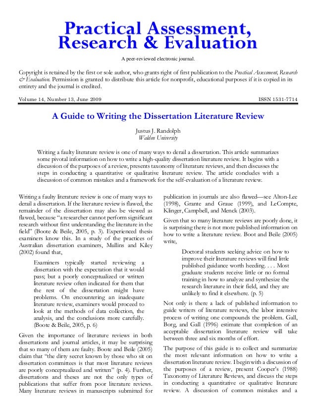 guide to writing a literature review example