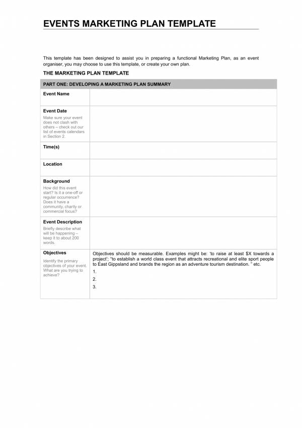 event marketing plan template pdf
